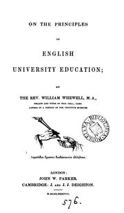 Cover of: On the principles of English university education