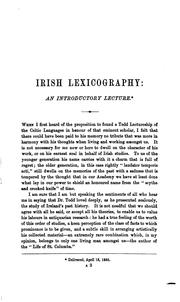 Cover of: Irish lexicography: an introductory lecture.