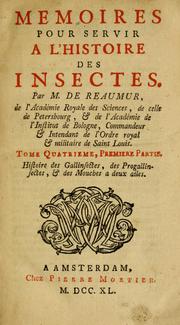 Cover of: Mémoires pour servir à l'histoire des insectes.