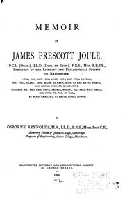 Cover of: Memoir of James Prescott Joule