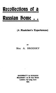 Cover of: Recollections of a Russian home by Anna Skadovsky Brodsky