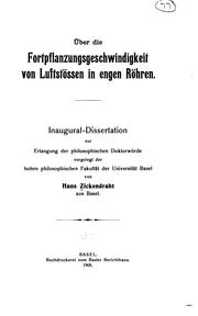 Über die fortpflanzungsgeschwindigkeit von luftstössen in engen röhren .. by Hans Zickendraht