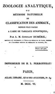 Cover of: Zoologie analytique, ou Méthode naturelle de classification des animaux by C. Duméril