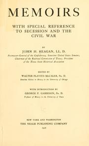 Cover of: Memoirs, with special reference to secession and the Civil War