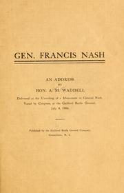 Cover of: Gen. Francis Nash by Waddell, Alfred M.