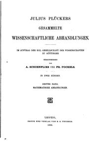 Cover of: Julius Plückers gesammelte wissenschaftliche Abhandlungen