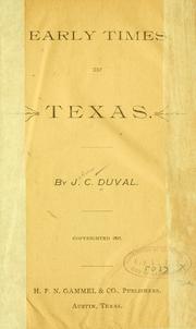 Cover of: Early times in Texas.