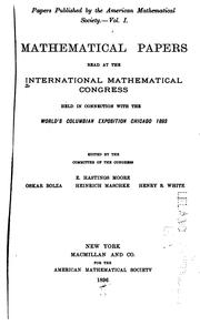 Cover of: Mathematical papers read at the International Mathematical Congress by International Congress of Mathematicians (1st 1893 Chicago, Ill.)