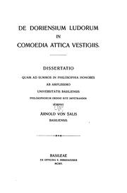 Cover of: De Doriensium ludorum in comoedia attica vostigiis ...