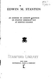 Cover of: Edwin M. Stanton by Andrew Carnegie