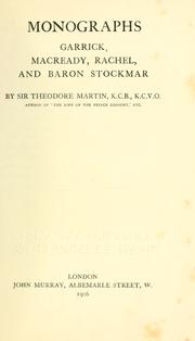 Cover of: Monographs by Martin, Theodore Sir
