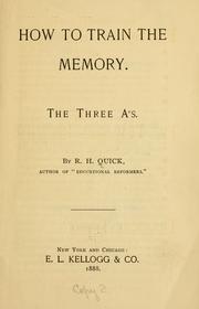 Cover of: How to train the memory.: The three a's.