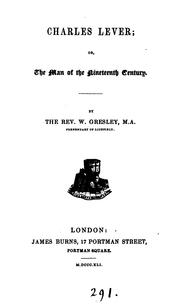Cover of: Charles Lever by W. Gresley