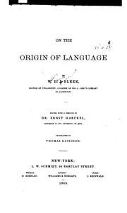 On the origin of language by W. H. I. Bleek