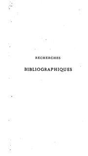 Cover of: Recherches bibliographiques sur des livres rares et curieux