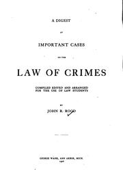 Cover of: A Digest of Important Cases on the Law of Crimes