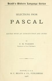 Cover of: Selections from Pascal by Blaise Pascal
