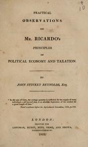 Cover of: Practical observations on Mr. Ricardo's Principles of political economy and taxation.