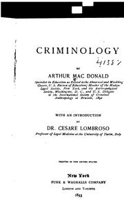 Cover of: Criminology by Arthur MacDonald
