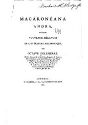 Cover of: Macaronéana andra: overum Nouveaux mêlanges de littérature macaronique