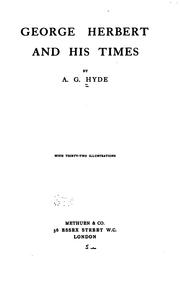Cover of: George Herbert and his times | A. G. Hyde