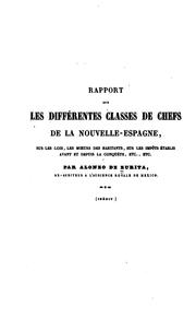 Cover of: Rapport sur les différentes classes de chefs de la Nouvelle-Espagne by Alonso de Zurita