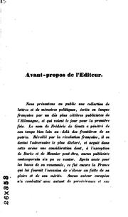 Cover of: Mémoires et lettres inédits du chevalier de Gentz.