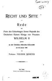 Cover of: Recht und sitte ... by Niemeyer, Theodor