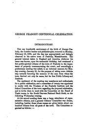 Cover of: Report of the centennial celebration of the birth of George Peabody.: Held at Peabody, Mass., Monday, February 18, 1895.