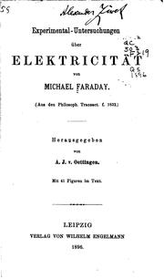 Cover of: Experimental-untersuchungen über elektricität by Michael Faraday