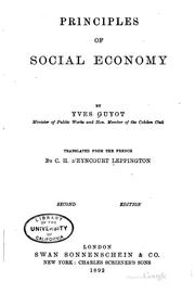Cover of: Principles of social economy