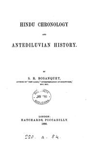 Hindu chronology and antediluvian history by S. R. Bosanquet