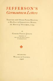 Cover of: Jefferson's Germantown letters: together with other papers relating to his stay in Germantown during the month of November, 1793