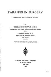 Cover of: Paraffin in surgery by William Henry Luckett