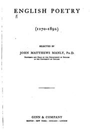 Cover of: English poetry (1170-1892) by John Matthews Manly