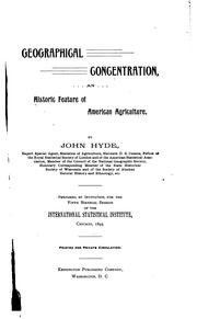 Cover of: Geographical concentration: an historic feature of American agriculture.