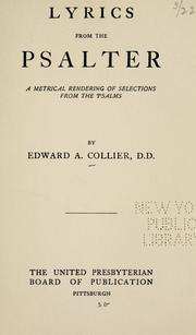 Cover of: Lyrics from the Psalter by by Edward A. Collier.