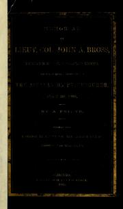 Cover of: Memorial of Colonel John A. Bross, Twenty-ninth U.S. colored troops, who fell in leading the assault on Petersburgh, July 30, 1864.: Together with a sermon by his pastor, Rev. Arthur Swazey.