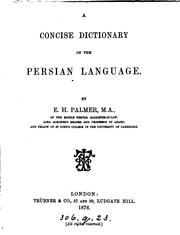 Cover of: A concise dictionary of the Persian language. by Edward Henry Palmer