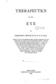 Cover of: Therapeutics of the eye