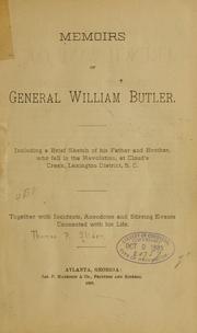 Cover of: Memoirs of General William Butler. by Thomas P. Slider