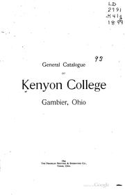 Cover of: General catalogue of Kenyon College, Gambier, Ohio. [1826-1899]
