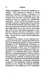 Cover of: The Mecklenburg declaration of independence: a study of evidence showing that the alleged early declaration of independence by Mecklenburg County, North Carolina, on May 20th, 1775, is spurious