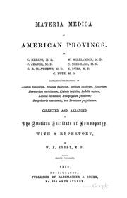 Cover of: Materia medica of American provings. by American Institute of Homeopathy.