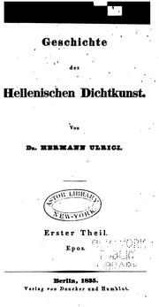 Cover of: Geschichte der hellenischen dichtkunst. by Hermann Ulrici
