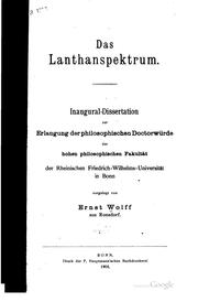 Cover of: Das lanthanspecktrum ...