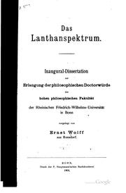 Das lanthanspecktrum .. by Ernst Friedhelm Wolff