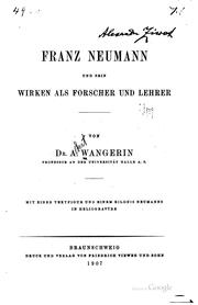 Cover of: Franz Neumann und sein Wirken als Forscher und Lehrer