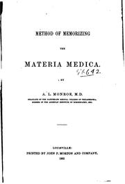 Method of memorizing the materia medica by Andrew Leight Monroe