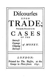 Cover of: Sir Dudley North on Discourses upon trade: 1691.